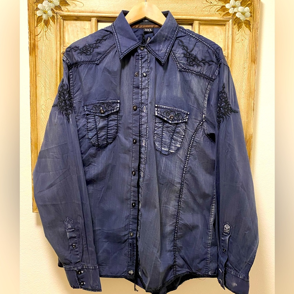 ROAR LS Embroidered Navy Shirt